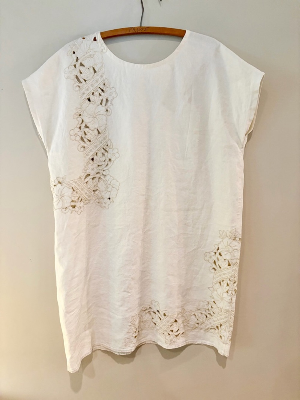 Handmade White Embroidered Linen Dress